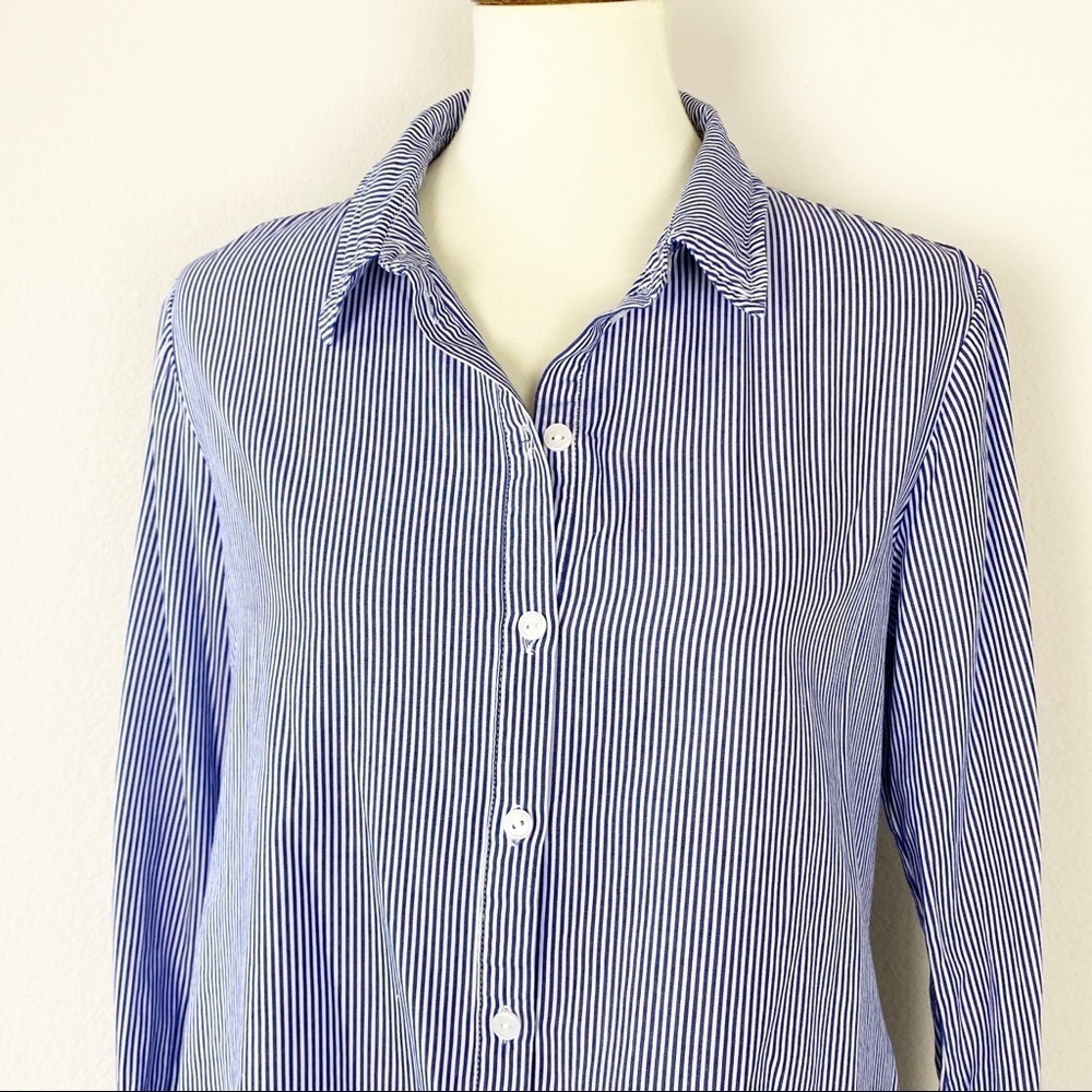 Sanctuary Tie Lace Top Pinstriped Blue Size S - Picture 4 of 8
